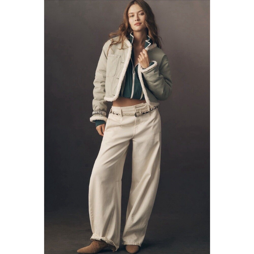 Anthropologie Pilcro Jacket Fleece Lined Lady Light Gray Cozy Preppy Size XL NWT